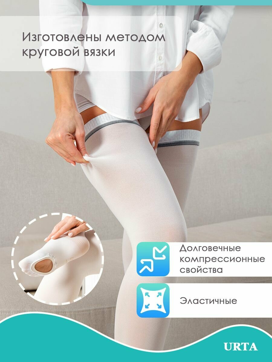 Изображение Чулки компрессионные антиэмболические URTA, 1 класс компрессии 18мм рт. ст.
