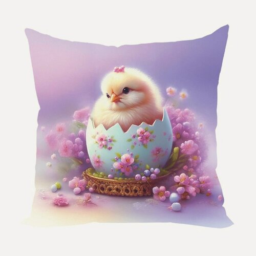 Изображение товара Подушка декоративная Пасхальный цыпленок велюр 40х40