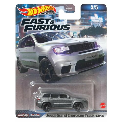фото Коллекционная premium машинка hot wheels jeep grand cherokee trackhawk matt gray (коллекция fast & furious 2023, 3/5 mix 1)