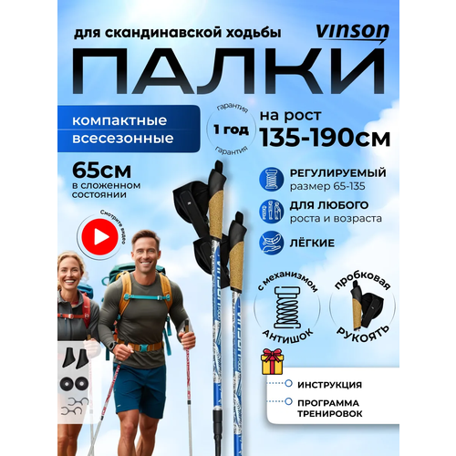 Палки для скандинавской северной ходьбы P300, телескопические, алюминиевые, голубые