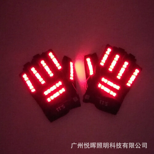 фото Перчатки светодиодные, 12v, красные, двухполюсные, размер один, для выступлений