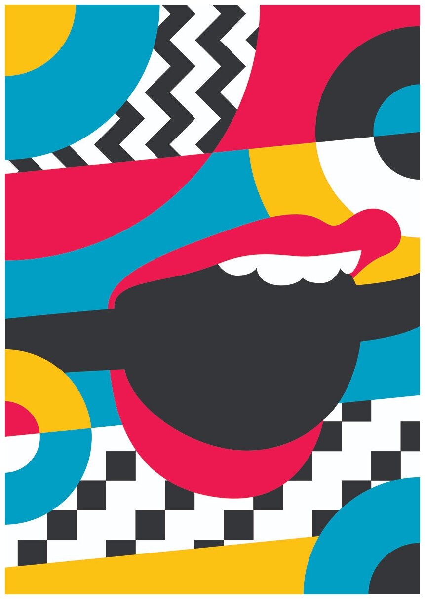 Интерьерный постер "Geometry Lips Slaved" размера 40х50 см 400*500 мм репродукция без рамы в тубусе для декора комнаты офиса дома