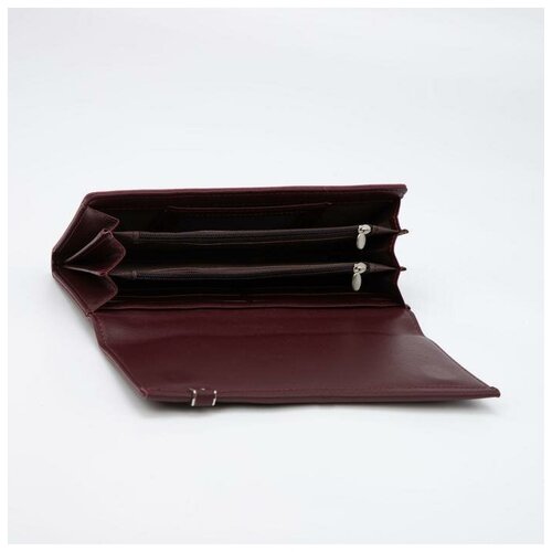 фото Кошелек женский кнр 3 отдела на магнитах, бордовый