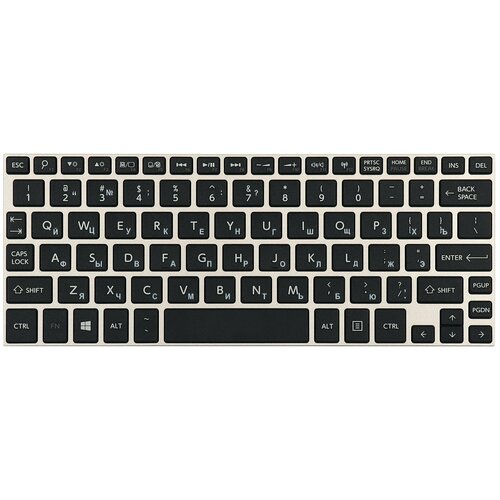 Клавиатура для ноутбука Toshiba NB10 NB15 Series Плоский Enter Черная с серебристой рамкой 1196₽