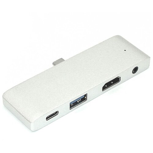 Адаптер Type C на HDMI, USB 3.0 + Audio 3,5 + Type C серебро