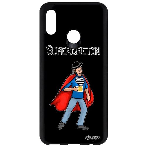 фото Красивый чехол на мобильный // honor 10 lite // "супербретонец" комикс герой, utaupia, черный