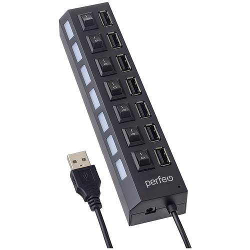 Хаб USB Perfeo PF-H033 7 Ports Black PF_C3223 разветвитель usb hub perfeo h033 7 портов usb 2 0 чёрный