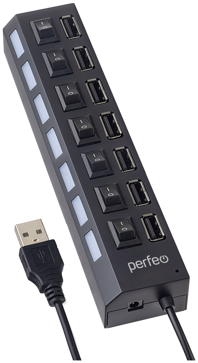 USB-HUB Perfeo 7 Port, (PF-H033 Black) чёрный