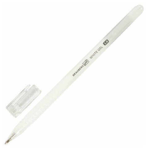 Ручка гелевая BRAUBERG Art Classic, БЕЛАЯ, корпус тонированный белый, узел 1мм, линия 0,5мм, 12 шт