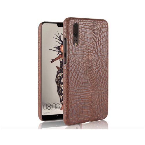 фото Чехол-накладка mypads на huawei honor note 10 элегантный тонкий на пластиковой основе с дизайном под кожу крокодила коричневый