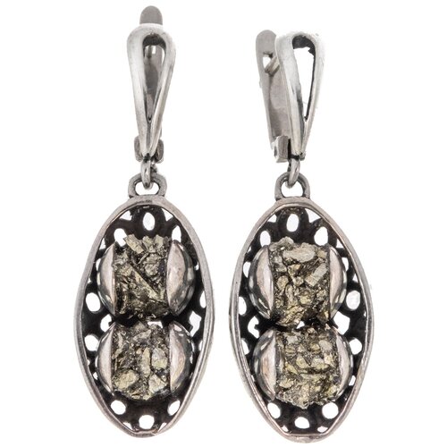 Серьги серебро, 925 проба, пирит