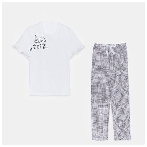 фото Комплект женский, (футболка, брюки) цвет серый, размер 54 руся