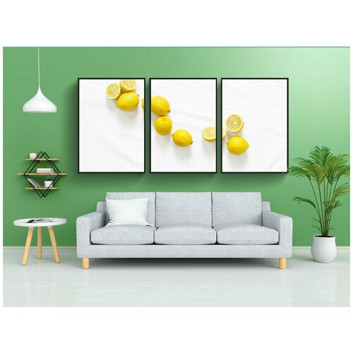 фото Набор модулных постеров для интерьера "лимоны, цитрусовые, свежий" 60x90 см. в тубусе, без рамки lotsprints