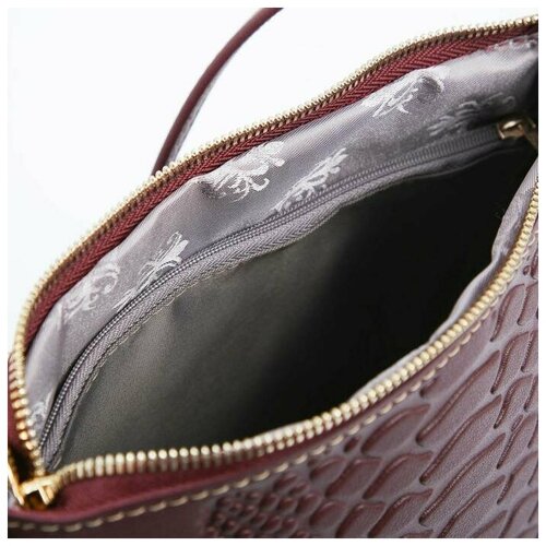 фото Кросс-боди, отдел на молнии, наружный карман, длинный ремень, цвет бордовый textura