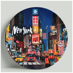 Декоративная тарелка США- Нью-Йорк Таймc-Сквер, 20 см