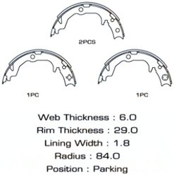 Колодки стояночного тормоза (ручника) ASX 2010-/LANCER X/OUTLANDER XL 2005-2012 MK6906