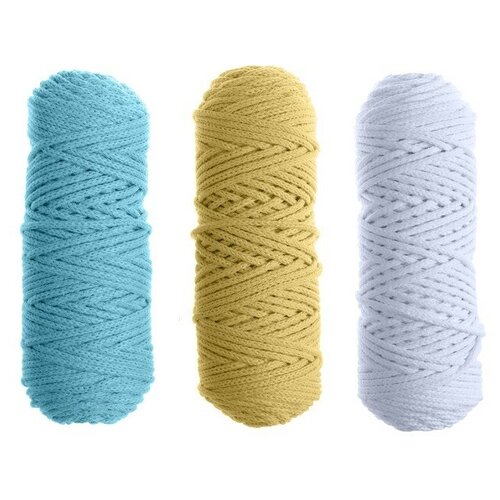 Купить Шнур для вязания 3мм 100% хлопок, 50м/85гр, набор 3шт (Комплект 11), MikiMarket