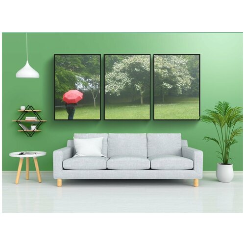 фото Набор модулных постеров для интерьера "зонтик, дождь, дождливая погода" 60x90 см. в тубусе, без рамки lotsprints