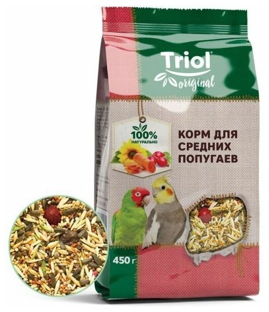 Корм для средних попугаев TRiOL original 450г (2 шт)