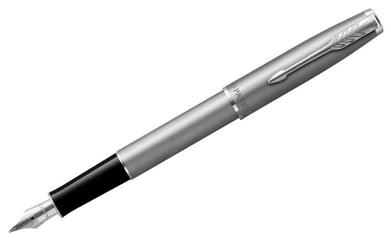 Ручка Parker перьев. Sonnet Essential Sandblast F546 (2146873) Stainless Steel CT F сталь нержавеющая подар.кор.