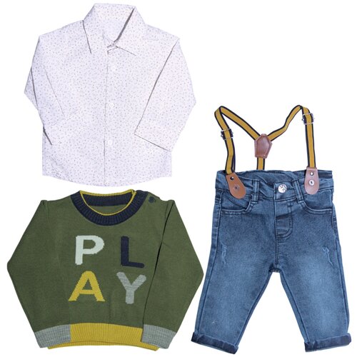 Комплект одежды для мальчика из трех предметов, сезон - весна. Размер 68