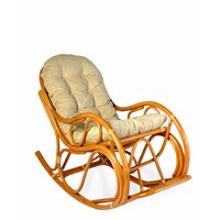 Кресло-качалка из натурального ротанга 05/05В разборное с подушкой, цвет миндаль матовый