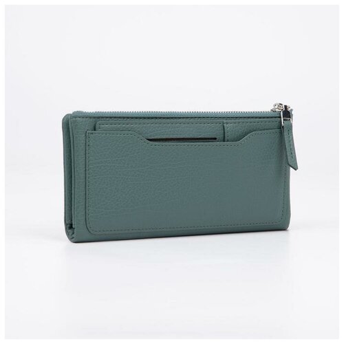 фото Кошелек жен 10-01-01. 19*1.5*9.5 см. 2 отд. отд/молния. д/карт. д/монет. на кнопке. зеленый 7050355 сима-ленд