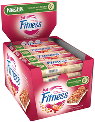 Nestle Fitness Злаковый батончик cпелые ягоды клубника и клюква, 16шт. Х 23.5 г