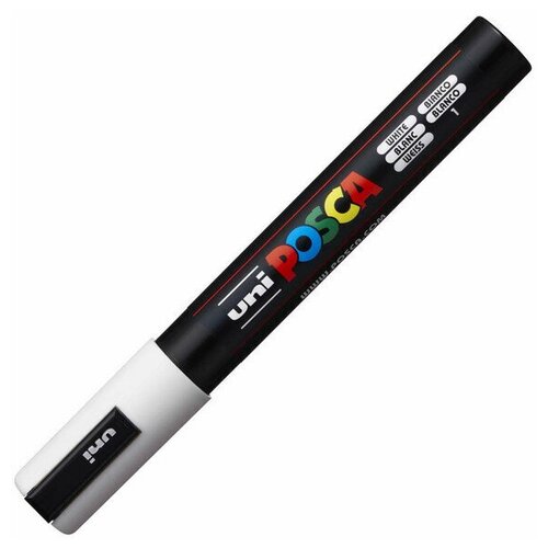 Маркер POSCA PC-5M, белый, 1.8 - 2.5 мм, пул. наконечник 71174, 1386188