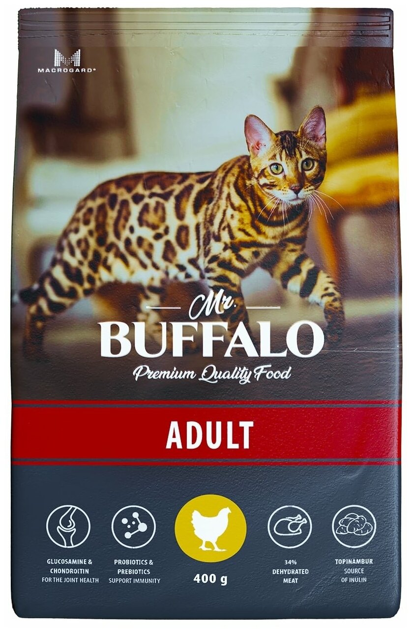 Сухой корм Mr.Buffalo для кошек курица adult 400г b104 - фотография № 1