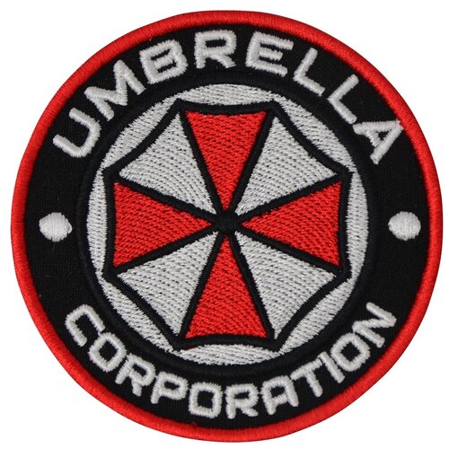 Нашивка (шеврон, патч) на липучке, Стежкофф, Umbrella corporation , красный кант, 8,5 см, 1 штука