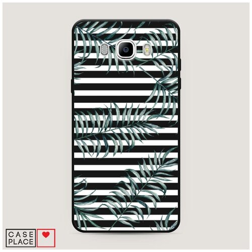 фото Чехол силиконовый матовый samsung galaxy j7 2016 пальмовые ветви на белых полосках case place