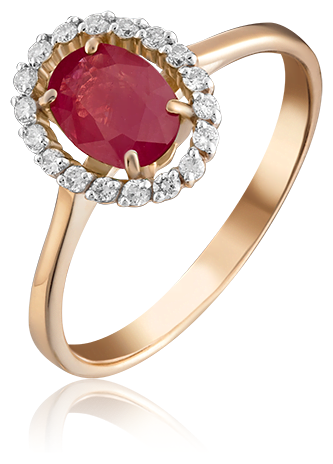 Кольцо PLATINA, красное золото, 585 проба, рубин, размер 17