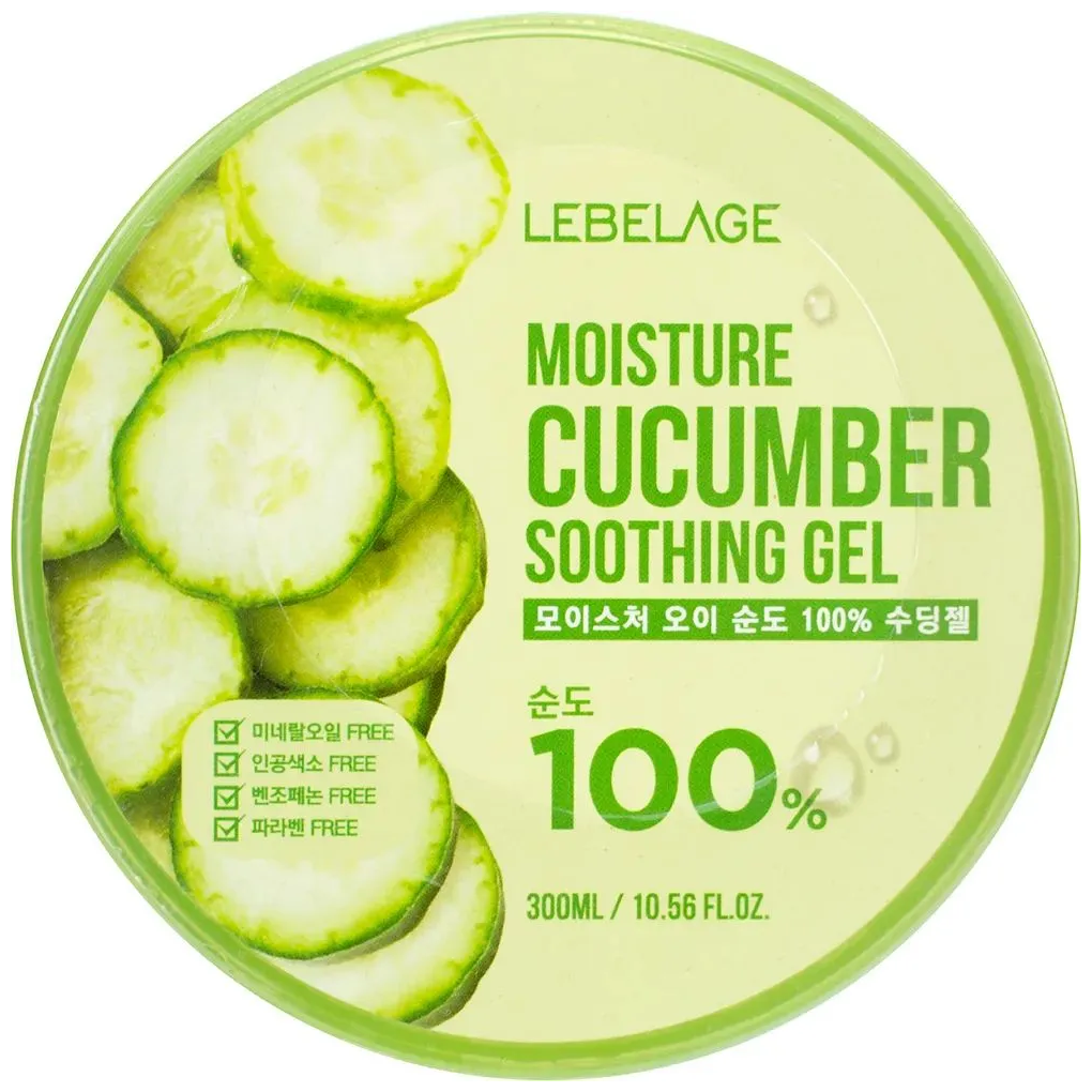 Гель для лица и тела с экстрактом огурца Lebelage Moisture Cucumber 100% Soothing Gel, 300 мл