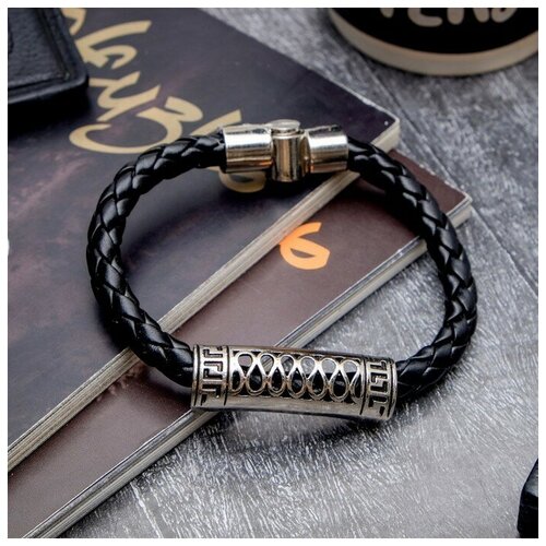 фото Браслет унисекс "антураж" цвет чёрный в чернёном серебре,l=22 см mikimarket