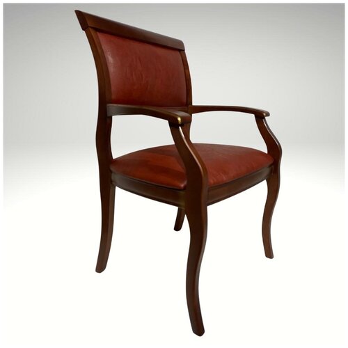 Кресло деревянное мягкое сиденье обивка экокожа ножки махагон для гостиной столовой кабинета Вена3 Как Икеа