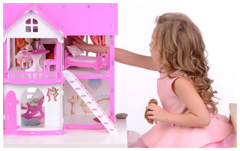 KRASATOYS кукольный домик Светлана, 000250, бело-розовый - фотография № 6