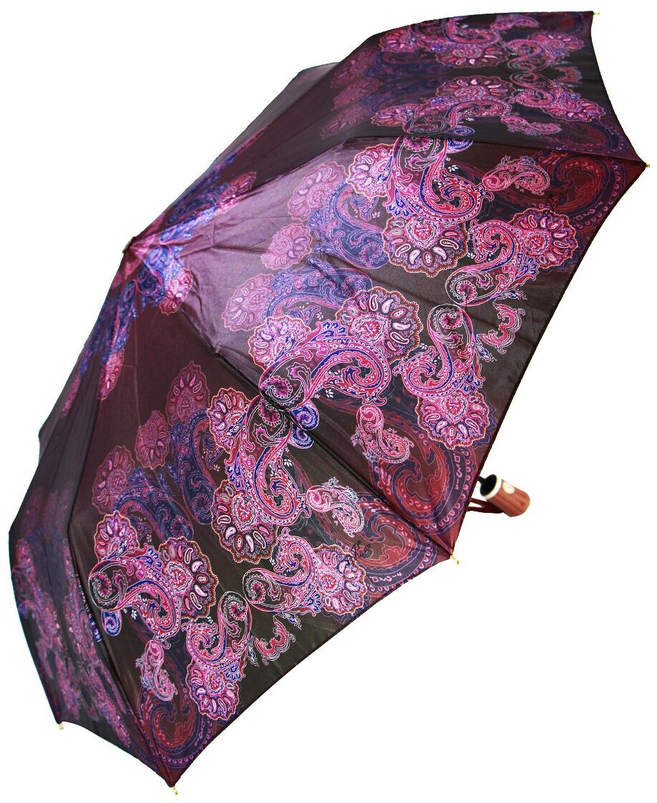 Женский складной зонт Popular umbrella 1282/красно-коричневый