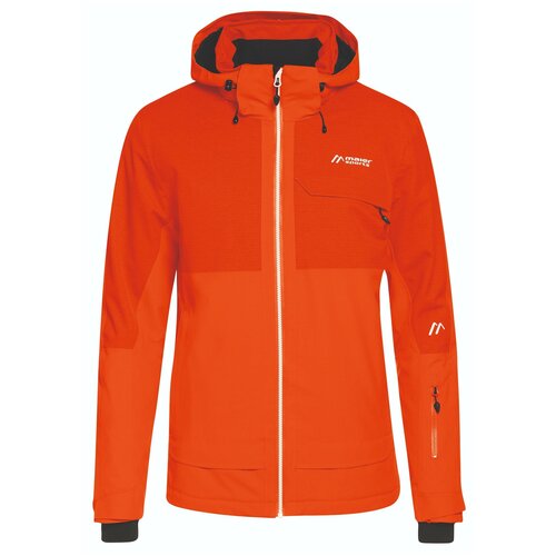Куртка Maier Sports Dammkar, средней длины, силуэт полуприлегающий, регулируемый капюшон, съемный капюшон, карманы, ветрозащитная, водонепроницаемая, размер 50, оранжевый, красный