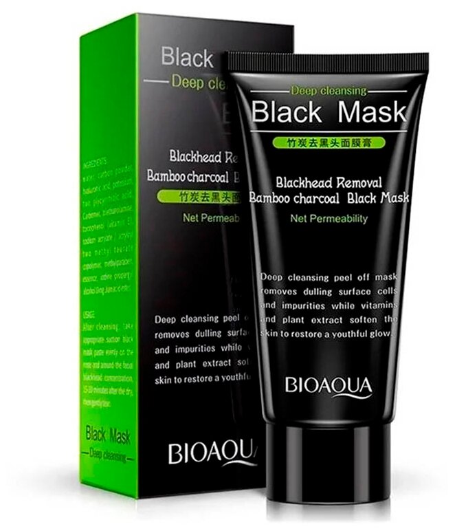 BioAqua маска-пленка для лица на основе бамбукового угля против черных точек, 60 г