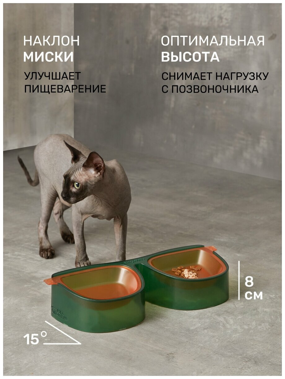 Миска Cozy&Dozy для кормления кошек и собак / миска для животных двойная на подставке / миска съемная для корма и воды - фотография № 5