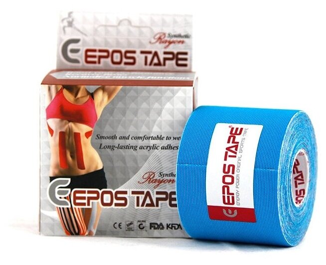 Кинезио Тейп EPOS TAPE RAYON 5м*5см Голубой