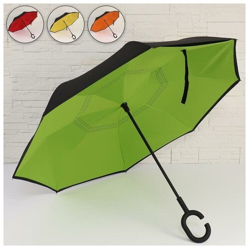 фото Зонт-наоборот, механический "однотонный", 8 спиц, r : 53 см, ручка кольцо mikimarket