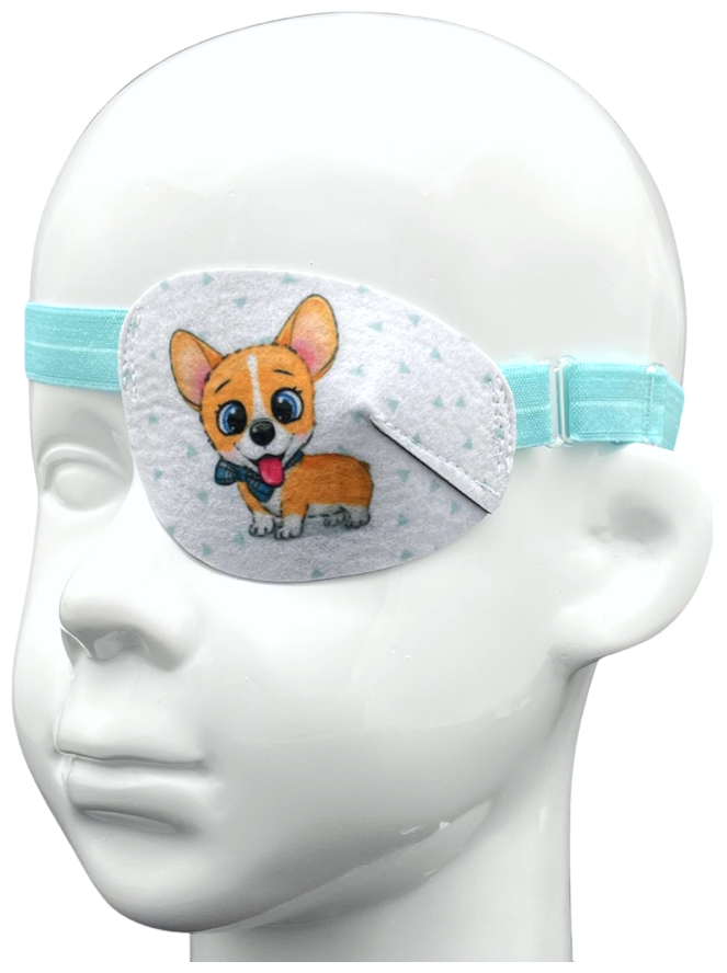 Окклюдер на резинке eyeOK "Собачка корги", размер детский, для закрытия левого глаза, анатомический
