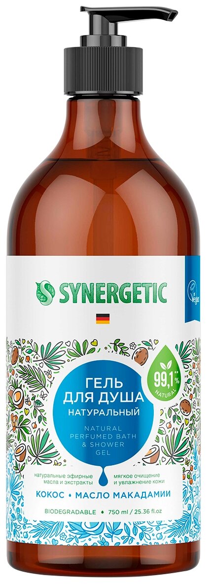 Гель для душа Synergetic Кокос и масло макадамии 750ml 4607971453093