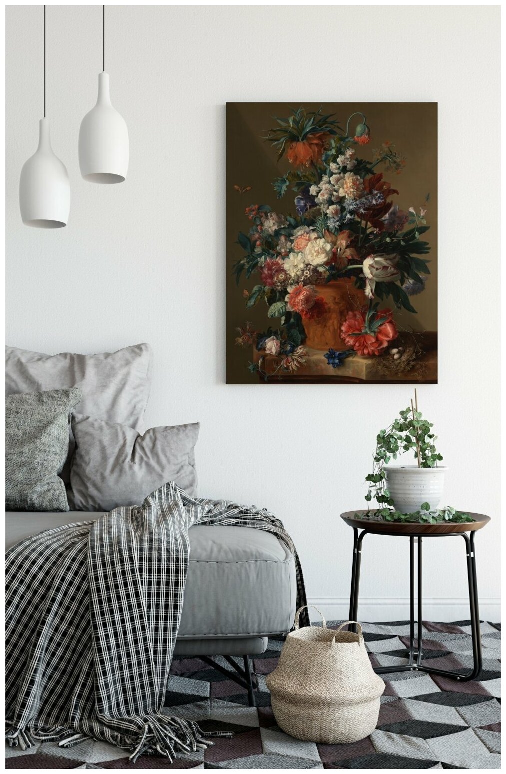 Репродукция Хейсум Ян ван "Цветы в вазе" / 45х60 / Интерьерная картина на холсте натянутая на подрамник / в кухню / в спальню / в гостиную / на стену