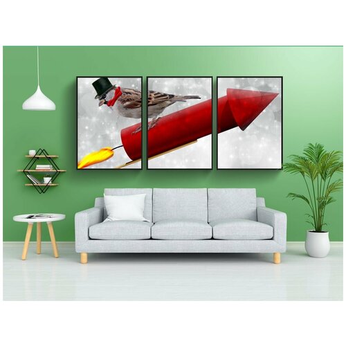 фото Набор модулных постеров для интерьера "сильвестр, первый день нового года, фейерверк" 60x90 см. в тубусе, без рамки lotsprints