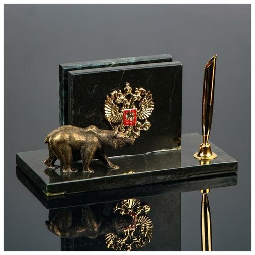 фото Набор настольный "герб с медведем", змеевик 3527978 . yandex market