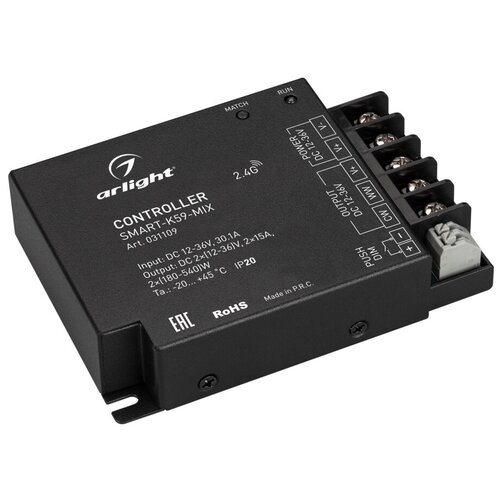 031109 Контроллер SMART-K59-MIX (12-36V, 2x15A, 2.4G) (ARL, IP20 Металл) 12v 24v 36v dc 30a pwm variable digital lcd display dc motor speed controller regulator with case