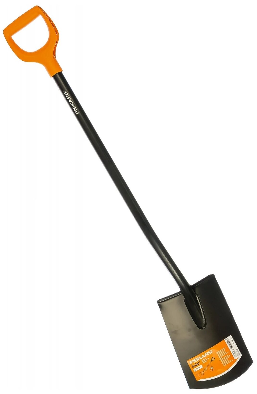Лопата Fiskars Solid, с закругленным лезвием, с черенком и ручкой, 1160 мм